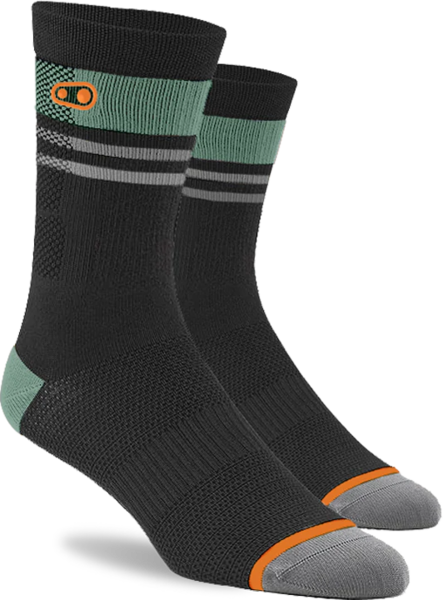 Crank Brothers Icon MTB Socks Color: Black/Orange/Green
