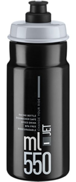 Elite JET Bottle Color | Fluid Capacity: Black/Grey Logo | 0.55L