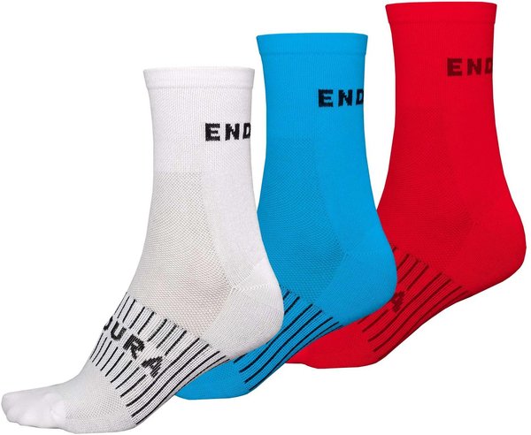 Endura Coolmax Race Sock (Triple Pack) Color: Red|White|Blue