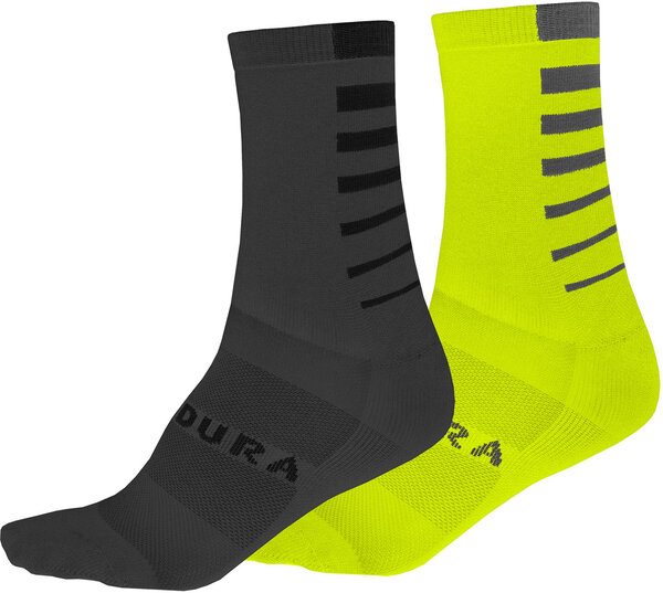 Endura Coolmax Stripe Socks (Twin Pack) Color: Hi-Viz Yellow