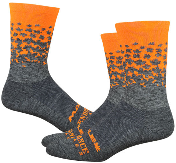 Endurance Threads Maple LOTW Race Wool 6-inch Sock - Neons Color: Gravel/Neon Orange