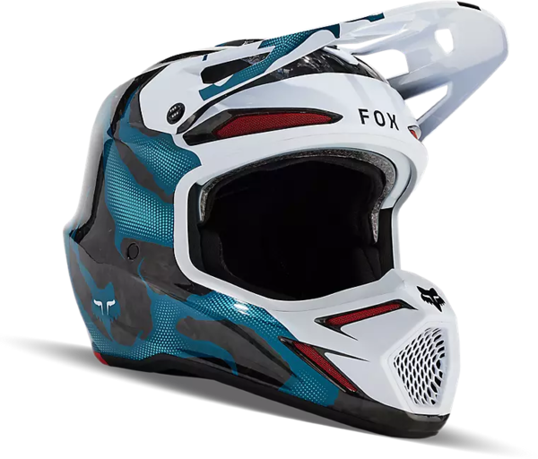  Fox Racing V3 RS Motocross Helmet, Carbon Black, Small :  Automotive