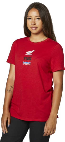 Fox Racing Women's Honda Wing Short Sleeve Tee Color: Flame Red