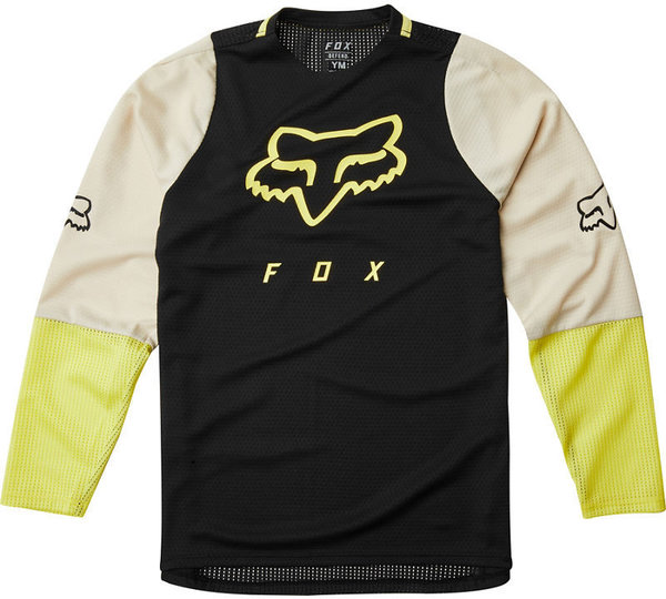Fox Racing 2020 Defend Long Sleeve L/S Fox Head Jersey Black/Yellow 