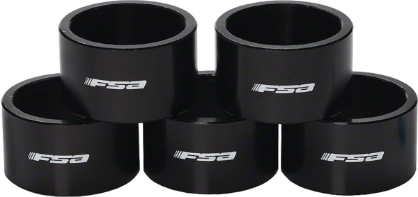 FSA Full Speed Ahead 1-1/8"x20mm Headset Spacers Black Alloy with Logo Bag of 5