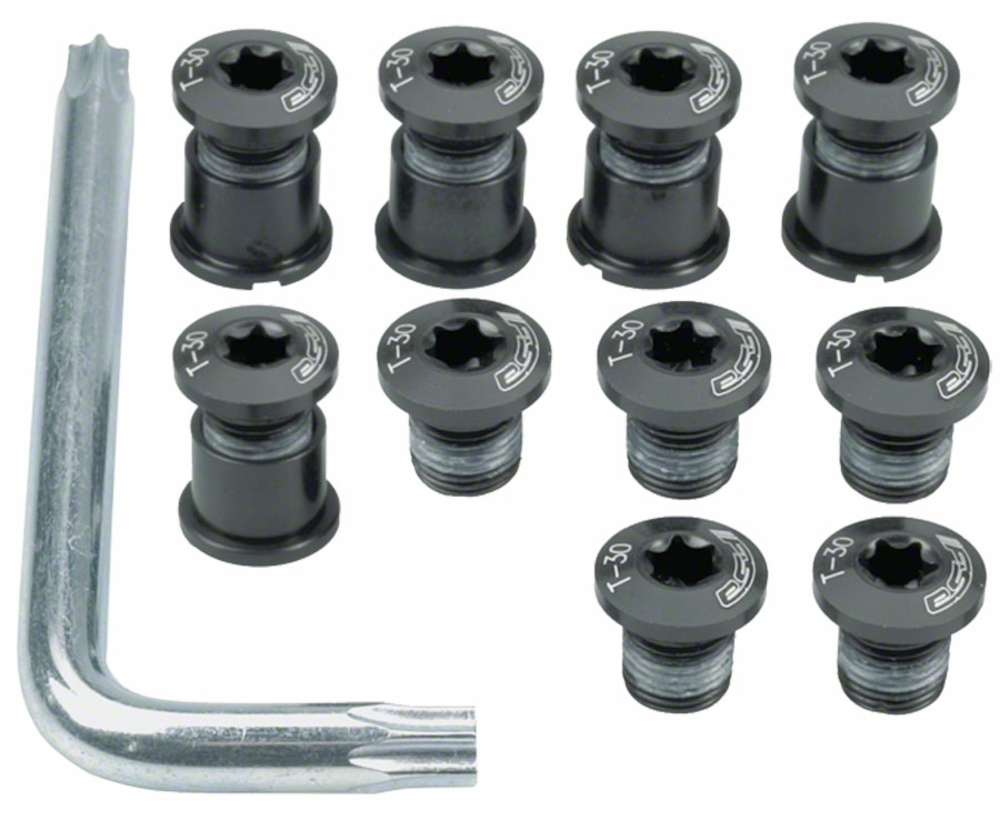 FSA Full Speed Ahead Torx T-30 Alloy Mountain Chainring Nut/Bolt Set wiith tool: Black