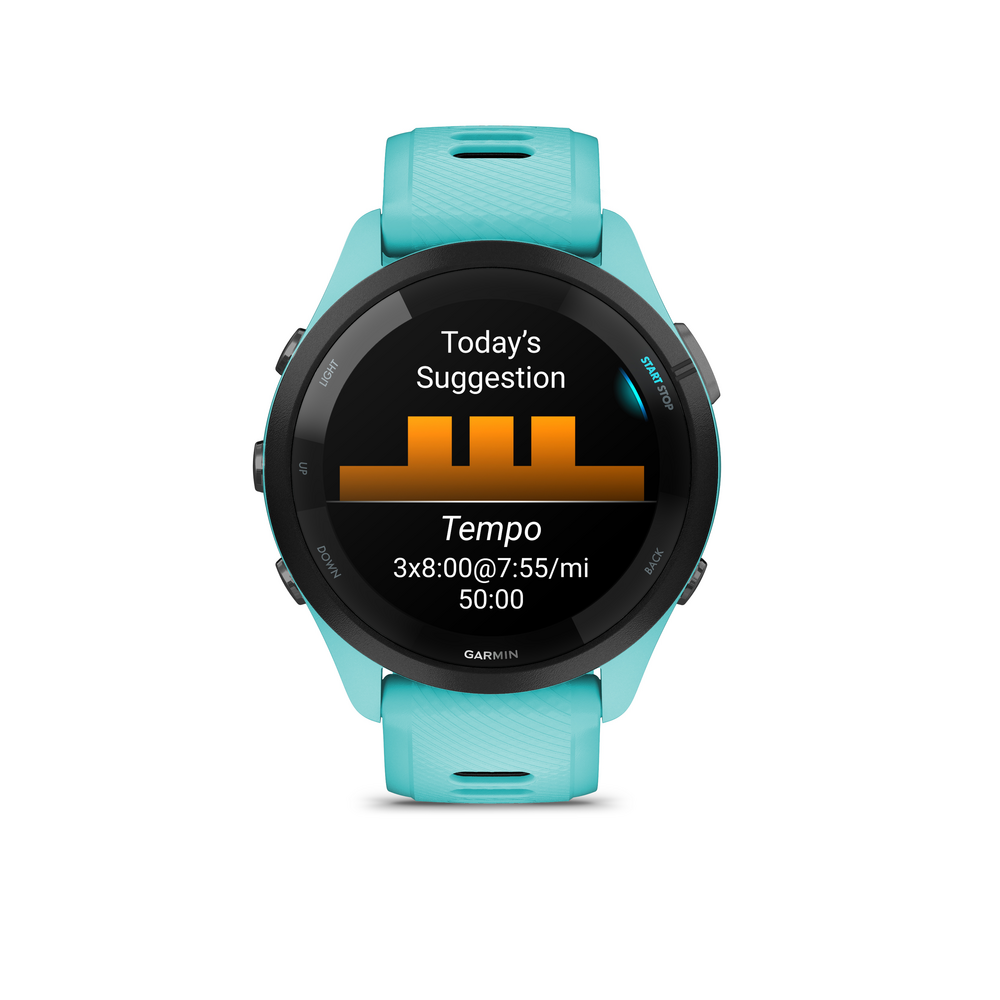 Garmin Forerunner 265 Black Bezel with Aqua Case and Aqua
