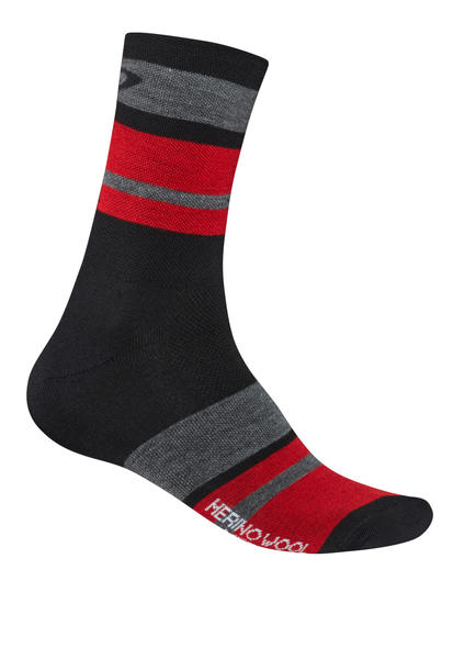 Giro Merino Seasonal Socks Color: Gray/Red/Black