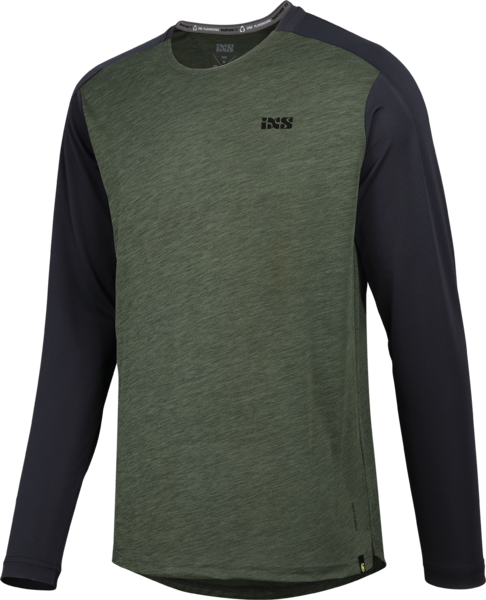 iXS Flow X Long Sleeve Jersey Color: Olive/Solid Black
