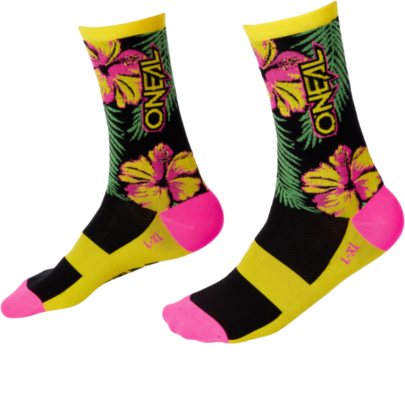 O'Neal MTB Performance Sock Island V.22 Color: Pink/Green/Yellow