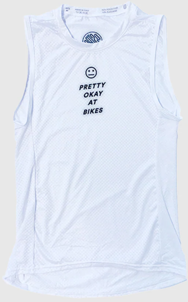 Ostroy Pretty Okay At Bikes Sleeveless Base Layer Color: White