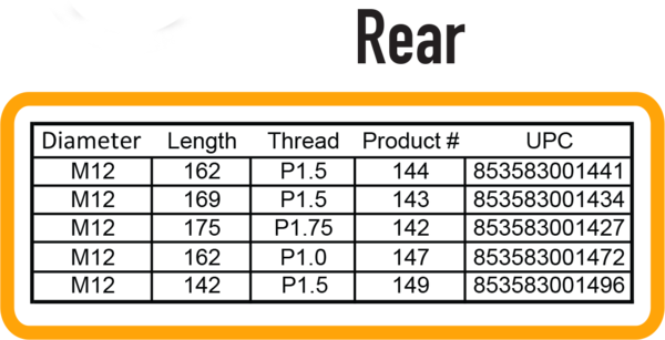 Pinhead Locking Thru Axle, Rear - M12 x 162 x P1.0