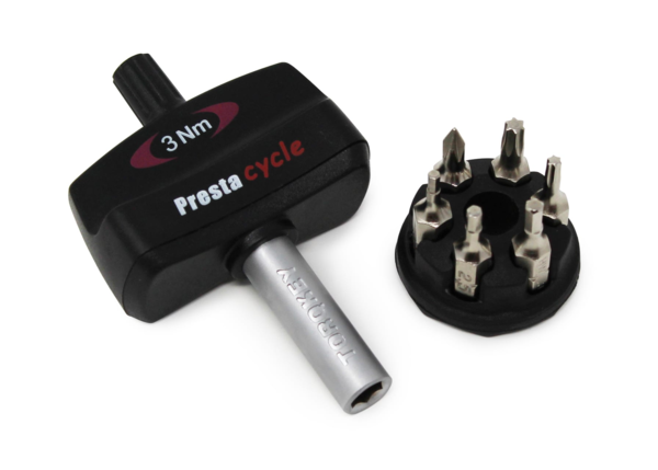 Prestacycle Mini Torqkeys Preset Torque Tool w/6 Bits & Holder 