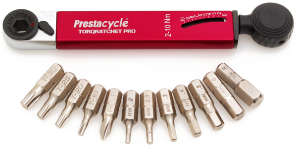 Prestacycle TorqRatchet Pro Multi-Tool – 2-10Nm Beam Torque Ratchet With 12 S2 Hex Bits, Compact Wallet Kit For Bike & Precision Assembly