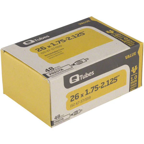 Q-Tubes Value Series Tube (26-inch x 1.5-1.75 Presta Valve) Size: 26 x 1.50 – 1.75