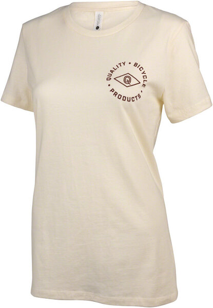 QBP Brand Circle Logo Women's T-Shirt Color: Natural/Maroon