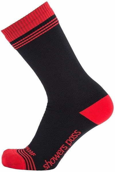Showers Pass Crosspoint WP Crew Sock Color: Chilli Pepper/Black