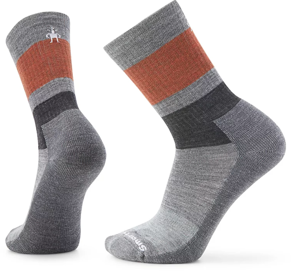 Smartwool Everyday Blocked Stripe Crew Socks Color: Medium Gray