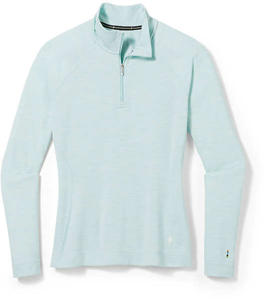 Smartwool Women's Classic Thermal Merino Base Layer 1/4 Zip Color: Bleached Aqua Heather