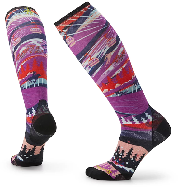 (取寄) スマートウール レディース スキー ゼロ クッション オーバーザカーフ ソックス Smartwool women Smartwool Ski Zero Cushion Over-the-Calf Socks Black Smartwool Women's Ski Zero Cushion Skication Print OTC Socks