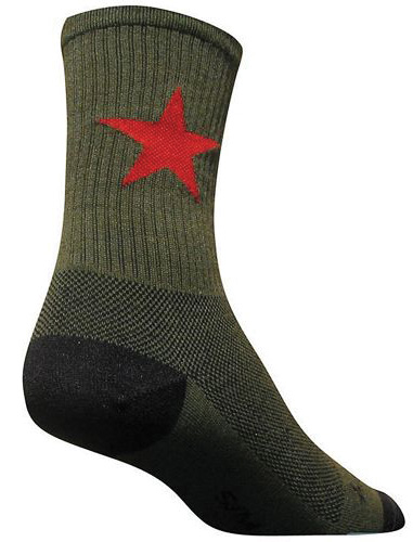 SockGuy Red Star Wool Crew Socks Color: Olive