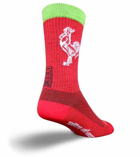 SockGuy Wool Socks (Sriracha) Color: Red/Green