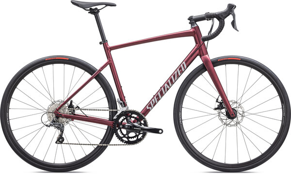 Specialized Allez E5 Disc Color: Satin Maroon/Silver Dust/Flo Red