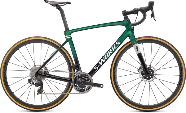 Specialized S-Works Roubaix SRAM Red eTAP AXS Color: Gloss Green Tint/Spectraflair/Satin Flake Silver