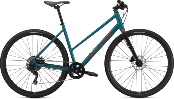 Specialized Sirrus X 2.0 Step-Through Color: Dusty Turquoise/Rocket Red/Black Reflective