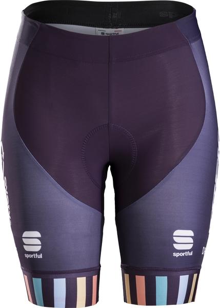 Sportful Trek-Drops Women's Replica Cycling Short Color: Dark Purple/Miami Green