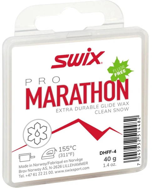 Swix Pro Marathon Extra Durable Glide Wax, White, Clean Snow