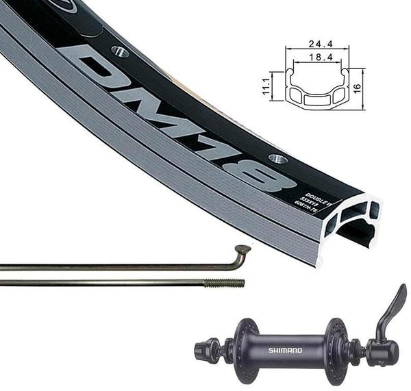 Wheel Shop Alex DM18 Black/Shimano Acera HB-T3000 26-inch Front Axle | Color | Size: QR | Black | 26-inch