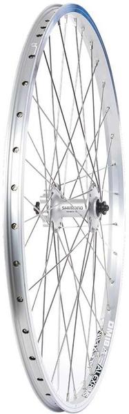 Wheel Shop Alex DM-18/Shimano HB-M475 26-inch Front Axle | Color | Size: QR | Silver | 26-inch