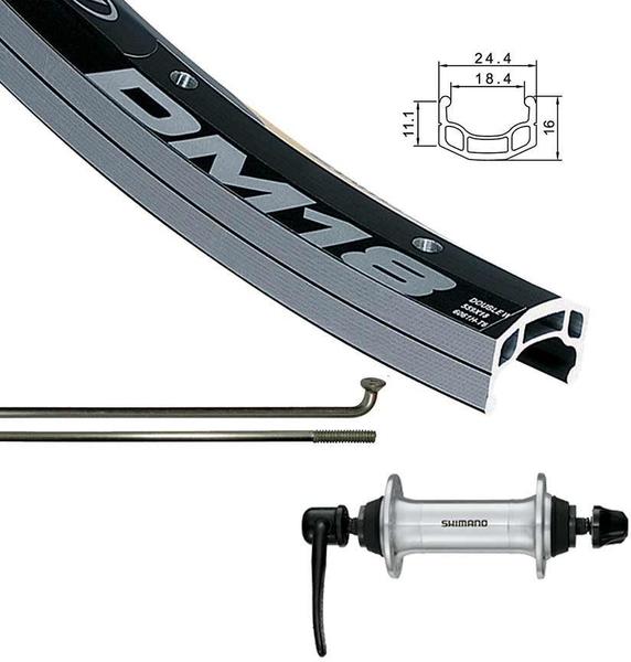 Wheel Shop Alex DM-18/Shimano Acera HB-T3000 700c Front Axle | Color | Size: QR | Black | 700c