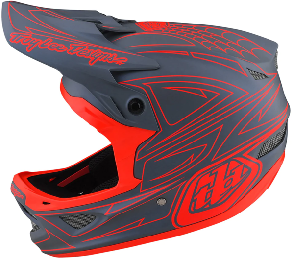 Troy Lee Designs D3 Fiberlite Helmet Spiderstripe Color: Gray/Red