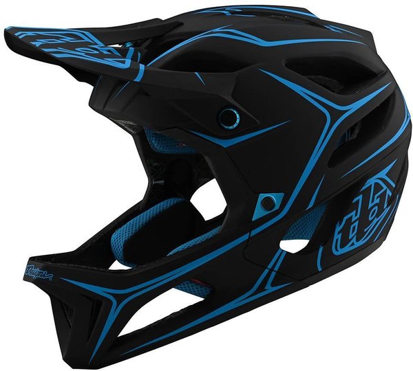 Troy Lee Designs Stage Helmet w/MIPS Pinstripe Color: Black/Cyan