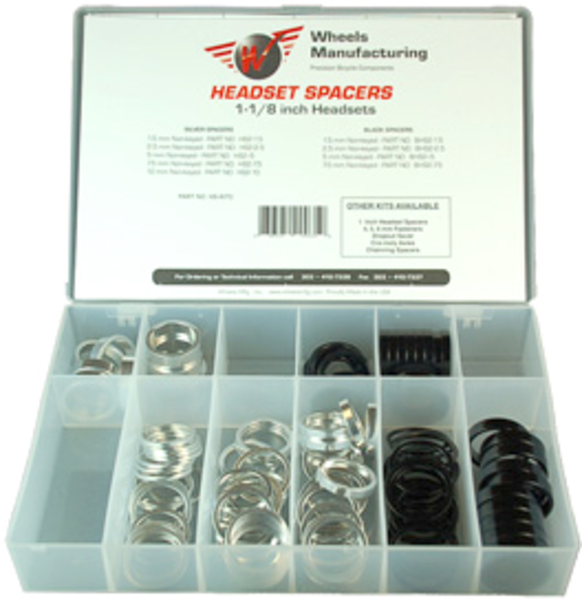 Wheels Manufacturing 105-Piece 1-1/8-inch Headset Spacer Kit Color: Black/Silver