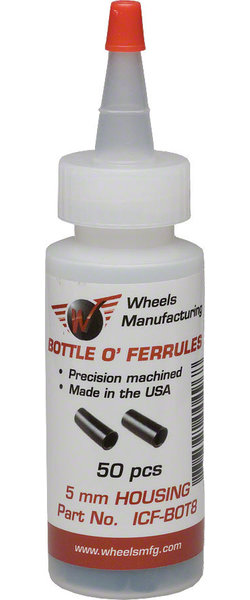 Wheels Manufacturing Black Aluminum Cable Housing Ferrules: Bottle of 50