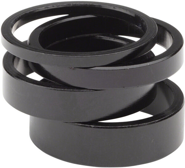 Wheels Manufacturing Wheels Manufacturing Aluminum Headset Spacer - 1-1/8", Assorted 4pcs, Black
