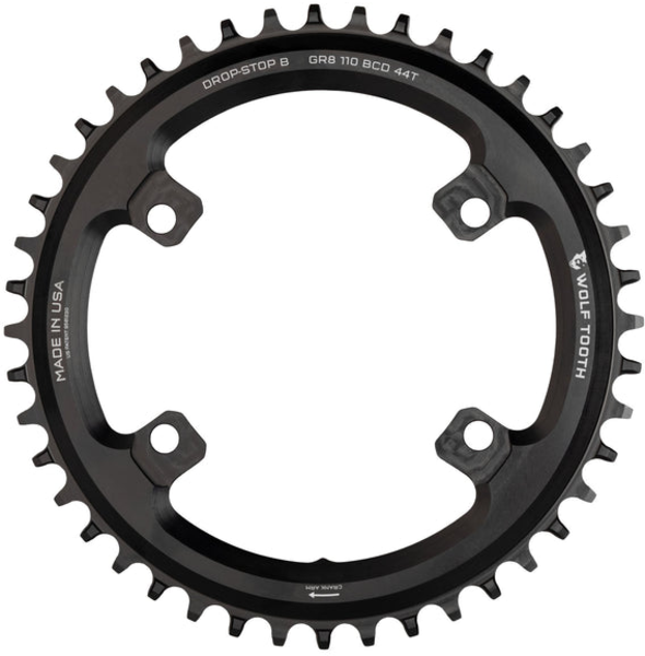 Wolf Tooth 110 BCD Asymmetric 4-Bolt Chainrings for Shimano GRX Cranks Color: Black