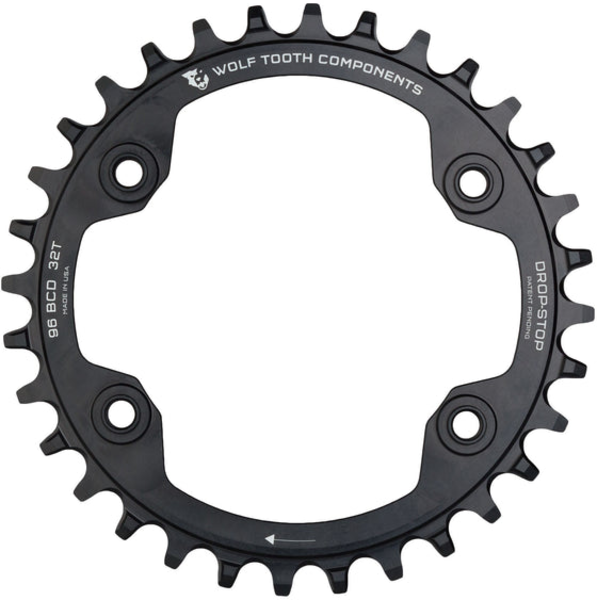 Wolf Tooth 96mm BCD Chainrings for Shimano XTR M9000 and M9020 Color | Mount Type | Size | Tooth Profile: Black | 96 BCD for Shimano XTR M9000 and M9020 | 32T | Drop-Stop A