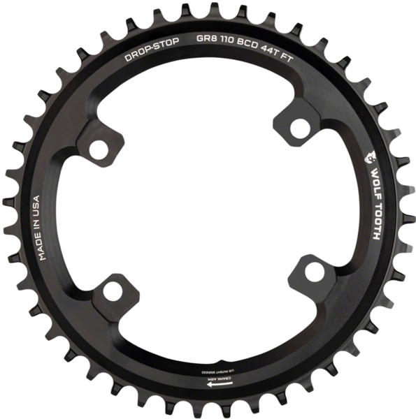 Wolf Tooth Components 110 BCD Asymmetric 4-Bolt Chainring for Shimano Cranks Color: Black