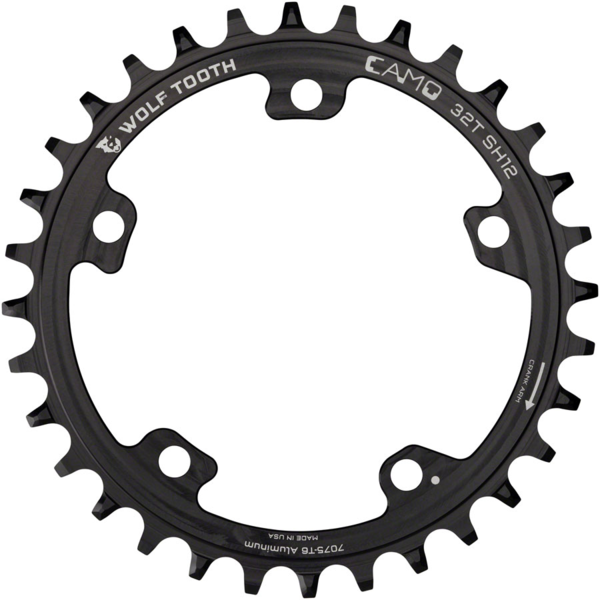 Wolf Tooth Components CAMO Hyperglide+ Aluminum Round Chainring Color: Black