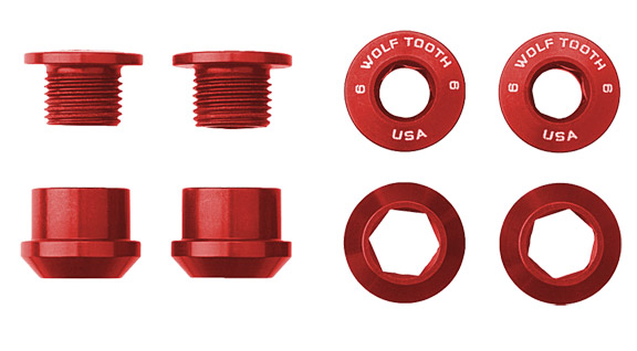 Wolf Tooth Set of 4 Chainring Bolts+Nuts For 1x Color: Red