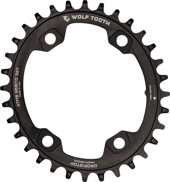 Wolf Tooth Elliptical 96 mm BCD Chainrings for Shimano XTR M9000 and M9020 Color: Black