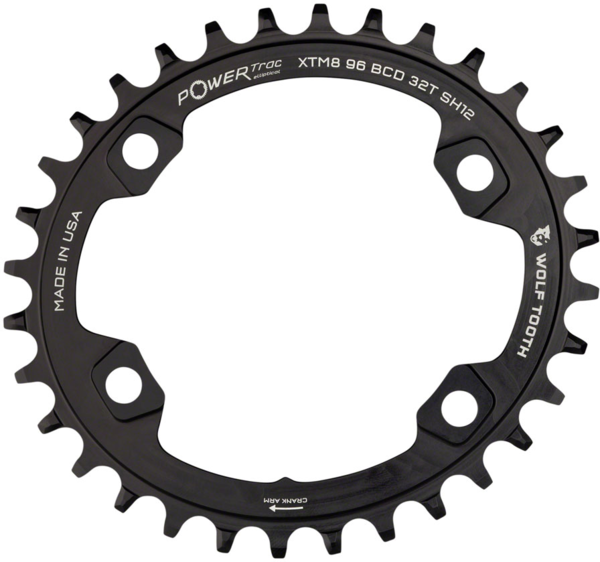 Wolf Tooth Elliptical 96mm BCD Hyperglide+ Chainring for Shimano XT M8000/SLX M7000 Color: Black