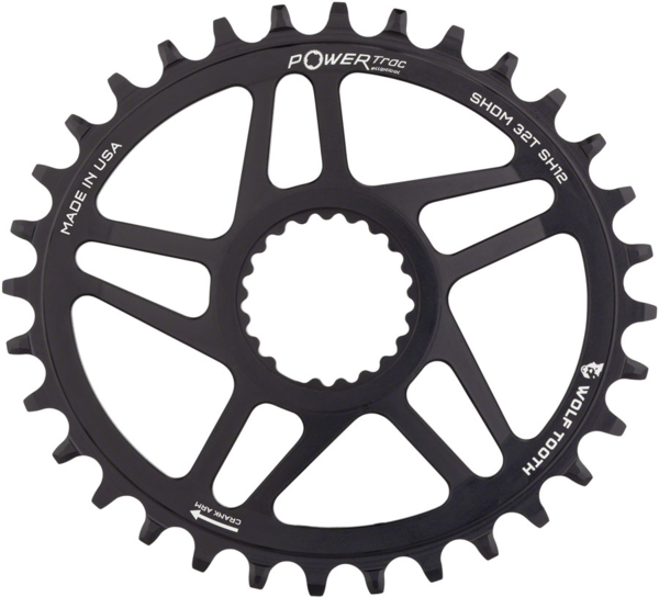 Wolf Tooth Components Hyperglide+ Elliptical Direct Mount Chainring for Shimano Cranks Color: Black