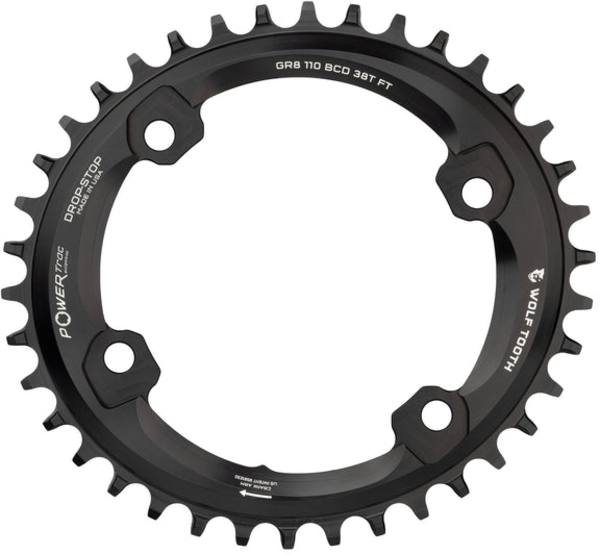 Wolf Tooth Oval 110 BCD Asymmetric 4-Bolt Chainrings for Shimano GRX Cranks Color: Black