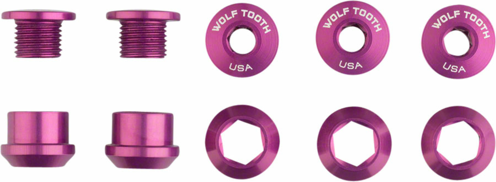 Wolf Tooth Wolf Tooth 1x Chainring Bolt Set - 6mm, Dual Hex Fittings, Set/5, Purple