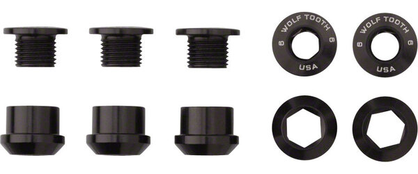 Wolf Tooth Wolf Tooth 1x Chainring Bolt Set - 6mm, Dual Hex Fittings, Set/5, Black